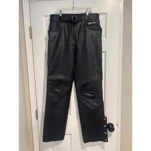Joe Rocket Women's 14 Genuine Leather Motorcycle Riding Pants Black Y2K